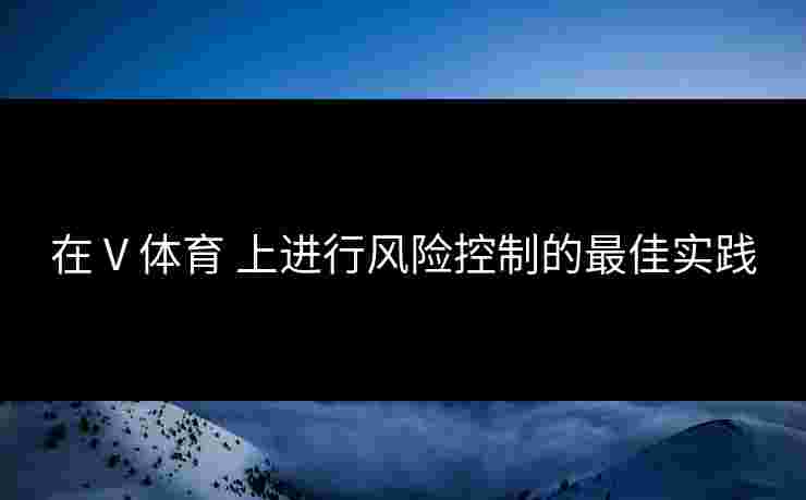 在 V 体育 上进行风险控制的最佳实践
